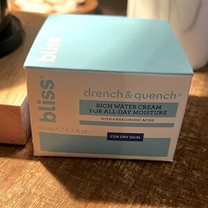 Bliss Drench & Quench rich water cream moisturizer. New in Box. 1.7oz